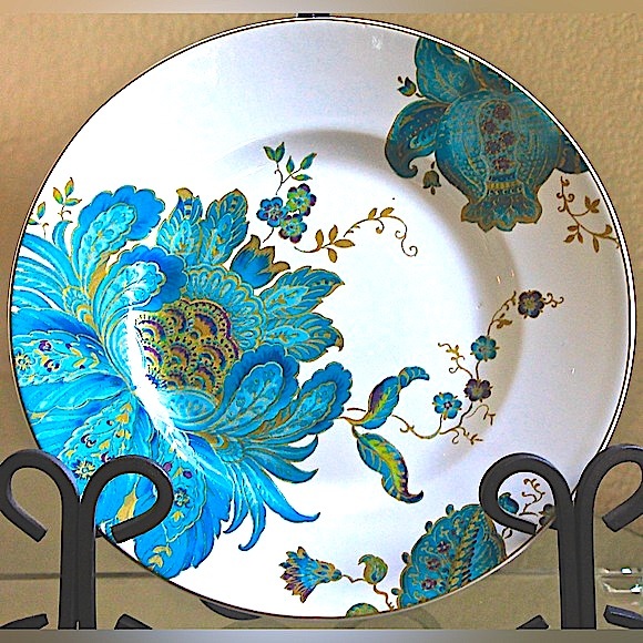 222 FIFTH ELIZA TEAL SALAD PLATE NEW PORCELAIN 8 3/4TH INCH FLORAL - Picture 3 of 5